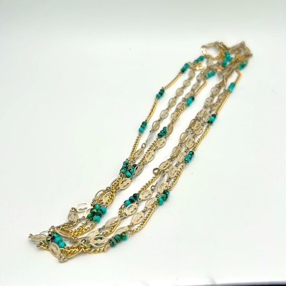 Vintage double strand Necklace with turquoise glass beads. - Picture 5 of 5